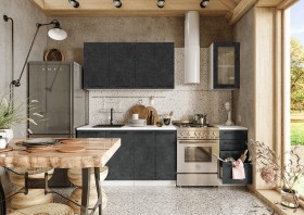 Кухонный гарнитур Нувель 1800мм белый/бетон черный в Дудинке - dudinka.katalogmebeli.com | фото 1