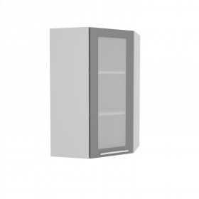 Квадро ВПУС 550 шкаф верхний угловой со стеклом высокий (Железо/корпус Серый) в Дудинке - dudinka.katalogmebeli.com | фото