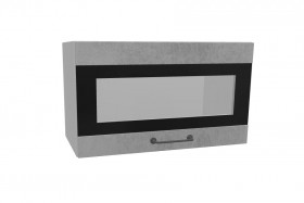 Лофт ПГСФ 600 шкаф верхний горизонтальный со стеклом и фотопечатью (Бетон светлый/корпус Серый) в Дудинке - dudinka.katalogmebeli.com | фото