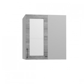 Лофт ПУС 650 шкаф верхний угловой со стеклом (Дуб майский/корпус Серый) в Дудинке - dudinka.katalogmebeli.com | фото