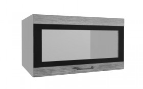 Лофт ВПГСФ 800 шкаф верхний горизонтальный со стеклом высокий с фотопечатью (Дуб майский/корпус Серый) в Дудинке - dudinka.katalogmebeli.com | фото