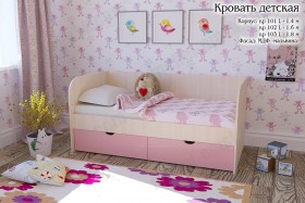 Мальвина Кровать детская 2 ящика 1.6 Розовыйй глянец в Дудинке - dudinka.katalogmebeli.com | фото 1