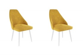 Набор стульев Милан 2 шт (желтый велюр/белый) в Дудинке - dudinka.katalogmebeli.com | фото