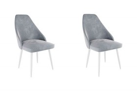 Набор стульев Милан 2 шт (серый велюр/белый) в Дудинке - dudinka.katalogmebeli.com | фото