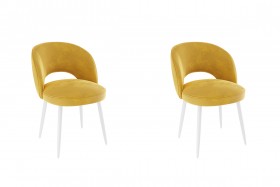 Набор стульев Моли 2 шт (жёлтый велюр/белый) в Дудинке - dudinka.katalogmebeli.com | фото
