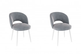 Набор стульев Моли 2 шт (серый велюр/белый) в Дудинке - dudinka.katalogmebeli.com | фото