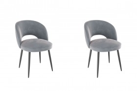 Набор стульев Моли 2 шт (серый велюр/черный) в Дудинке - dudinka.katalogmebeli.com | фото