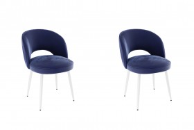 Набор стульев Моли 2 шт (синий велюр/белый) в Дудинке - dudinka.katalogmebeli.com | фото