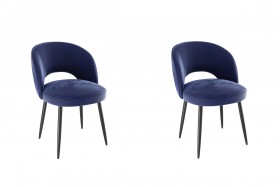 Набор стульев Моли 2 шт (синий велюр/черный) в Дудинке - dudinka.katalogmebeli.com | фото