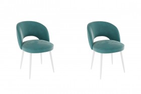 Набор стульев Моли 2 шт (зеленый велюр/белый) в Дудинке - dudinka.katalogmebeli.com | фото 1