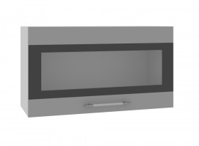 Олива ВПГСФ 800 Шкаф верхний горизонтальный со стеклом с фотопечатью высокий (Снег глянец/корпус Серый) в Дудинке - dudinka.katalogmebeli.com | фото