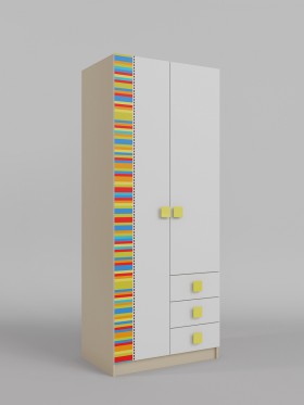Шкаф 2-х створчатый с ящиками Клаксон без машинок (Белый/корпус Клен) в Дудинке - dudinka.katalogmebeli.com | фото