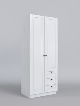 Шкаф 2-х створчатый с ящиками Классика (Белый/корпус Выбеленное дерево) в Дудинке - dudinka.katalogmebeli.com | фото
