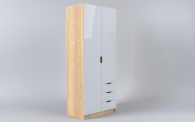 Шкаф 2-х створчатый с ящиками Лофт (Белый/корпус Дуб Сонома) в Дудинке - dudinka.katalogmebeli.com | фото