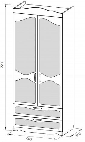 Шкаф 2-х створчатый с ящиками серии Иллюзия 31 Светло-сиреневый в Дудинке - dudinka.katalogmebeli.com | фото 2