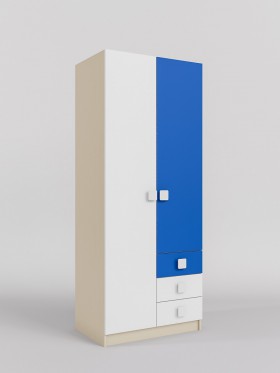 Шкаф 2-х створчатый с ящиками Скай (Синий/Белый/корпус Клен) в Дудинке - dudinka.katalogmebeli.com | фото 1