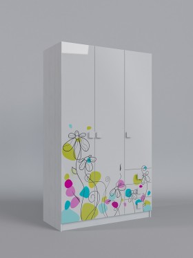 Шкаф 3-х створчатый с ящиками Флёр (Белый/корпус Выбеленное дерево) в Дудинке - dudinka.katalogmebeli.com | фото