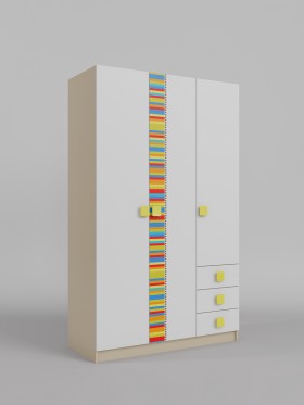 Шкаф 3-х створчатый с ящиками Клаксон без машинок (Белый/корпус Клен) в Дудинке - dudinka.katalogmebeli.com | фото