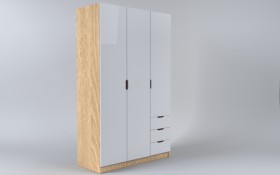 Шкаф 3-х створчатый с ящиками Лофт (Белый/корпус Дуб Сонома) в Дудинке - dudinka.katalogmebeli.com | фото