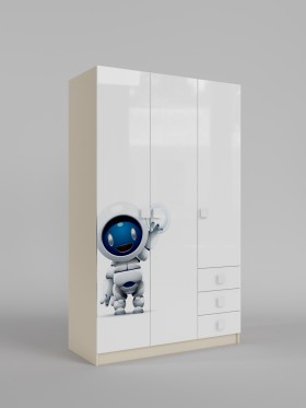 Шкаф 3-х створчатый с ящиками Санни (Белый/корпус Клен) в Дудинке - dudinka.katalogmebeli.com | фото