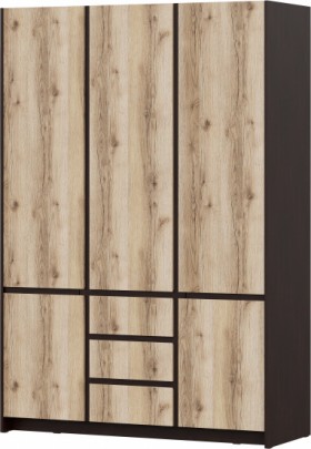 Модульная система "Прага" Шкаф для одежды трехстворчатый Дуб Венге/Дуб Делано в Дудинке - dudinka.katalogmebeli.com | фото