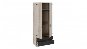 Шкаф для одежды комбинированный «Окланд» (Фон Черный/Дуб Делано) в Дудинке - dudinka.katalogmebeli.com | фото 2