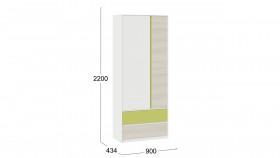 Шкаф для одежды комбинированный «Сканди» Дуб Гарден/Белый/Зеленый в Дудинке - dudinka.katalogmebeli.com | фото 5
