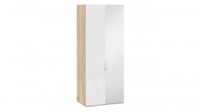 Шкаф для одежды с 1 глухой и 1 зеркальной дверями правый «Эмбер» Яблоня Беллуно/Белый глянец в Дудинке - dudinka.katalogmebeli.com | фото