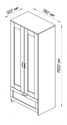 Шкаф двухдверный Сириус с 1 ящиком белый в Дудинке - dudinka.katalogmebeli.com | фото 2