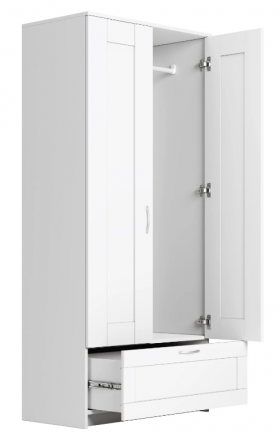 Шкаф двухдверный Сириус с 1 ящиком белый в Дудинке - dudinka.katalogmebeli.com | фото 3