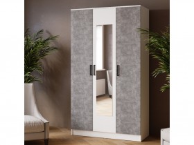 Шкаф комбинированный Ларс (1,2) с зеркалом белый/ателье светлое в Дудинке - dudinka.katalogmebeli.com | фото 3