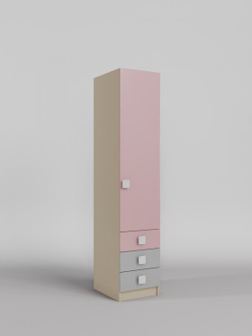 Шкаф угловой (секция с ящиками) Грэйси (Розовый/Серый/корпус Клен) в Дудинке - dudinka.katalogmebeli.com | фото