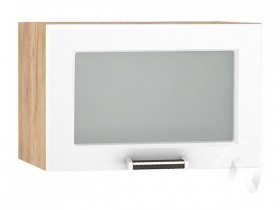Шкаф верхний со стеклом Прага ШВГС 500 (Белое дерево/корпус дуб крафт золотой) в Дудинке - dudinka.katalogmebeli.com | фото