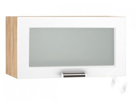 Шкаф верхний со стеклом Прага ШВГС 600 (Белое дерево/корпус дуб крафт золотой) в Дудинке - dudinka.katalogmebeli.com | фото